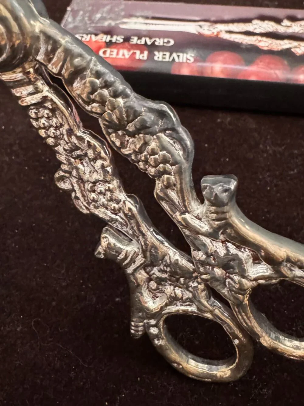 Brand New Vintage Silver Plated Grape Shears / Scissors - Ornate Figural Handle